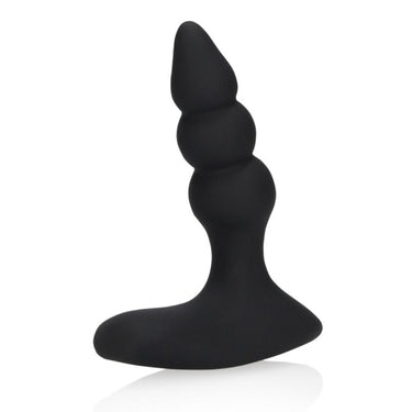 Stylish Beaded Vibrating Anal Plug with Remote Control Black in an aesthetic setting, highlighting its luxurious appeal and versatile vibration options.